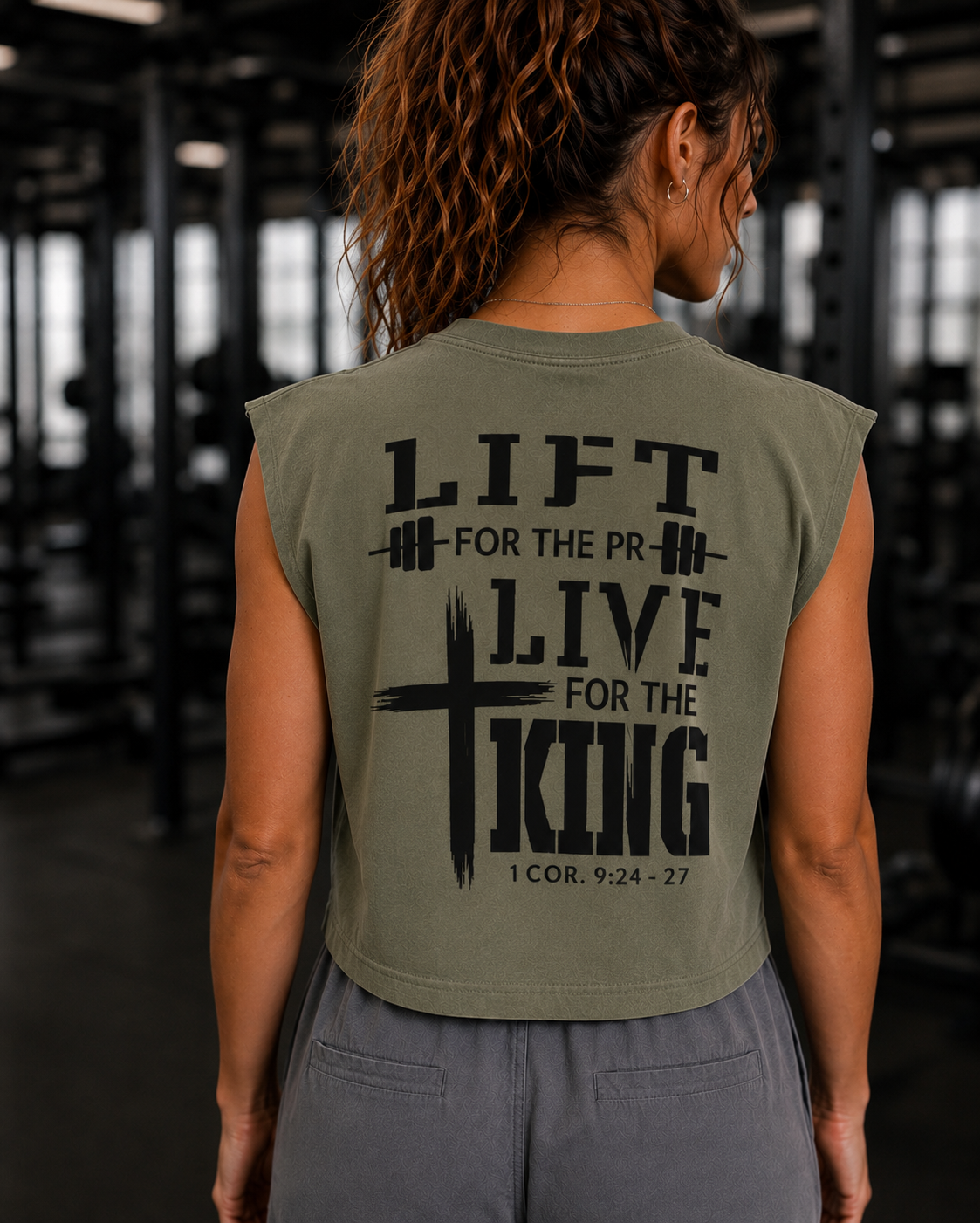 Lift for the PR. Live for the KING. Women’s Cropped Muscle Tee