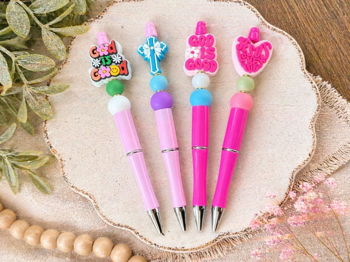 Christian Beaded Ballpoint Pens | Jesus Loves You, Bible Journaling, Desk Accessories