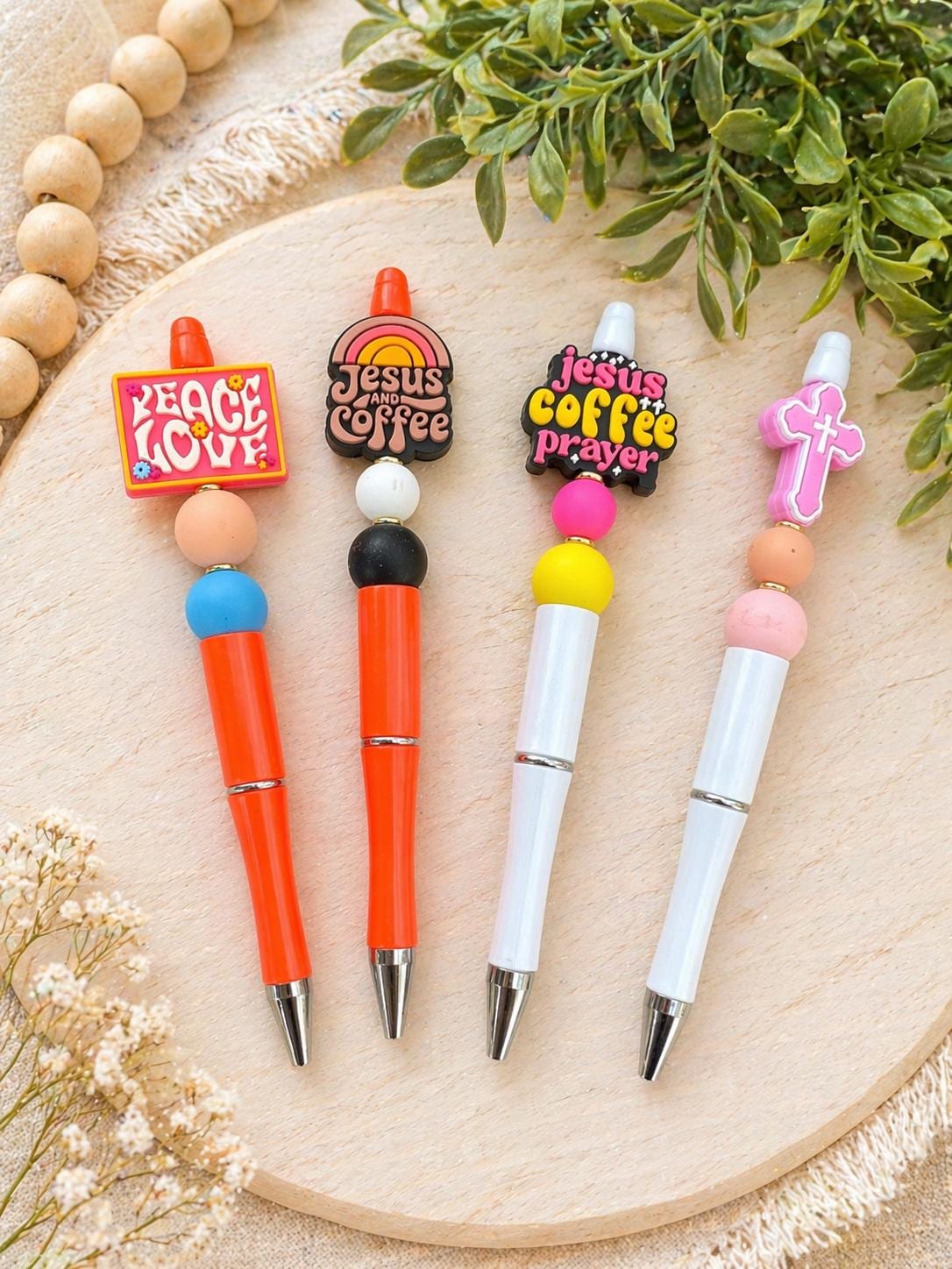 Christian Beaded Ballpoint Pens | Jesus Loves You, Bible Journaling, Desk Accessories