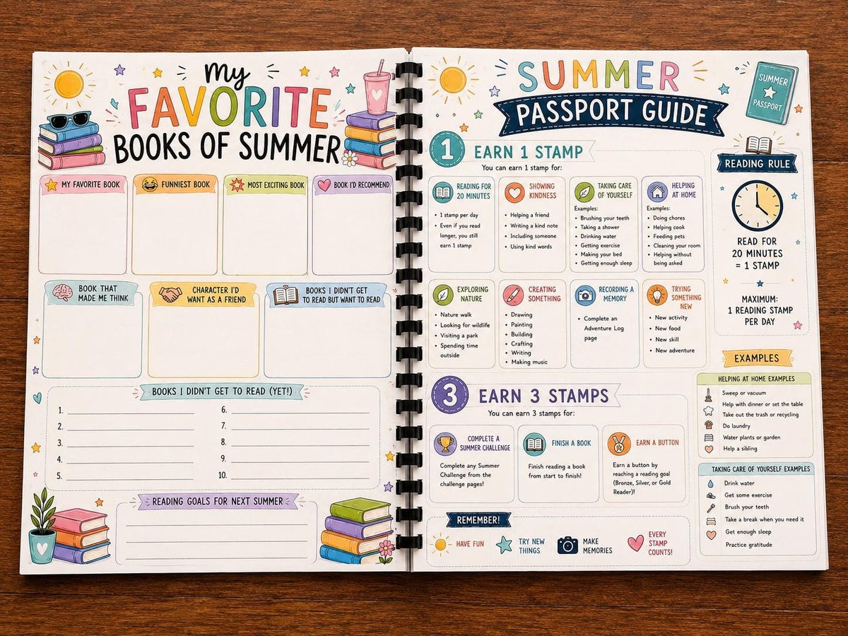Summer Passport Activity Book | Girls Tween Journal, Reading Challenge, Memory Maker