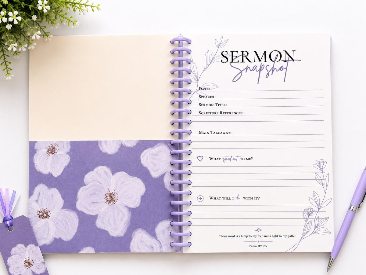 Faithfully Noted Journal Set | Church Notes, Prayers, Floral Bookmark