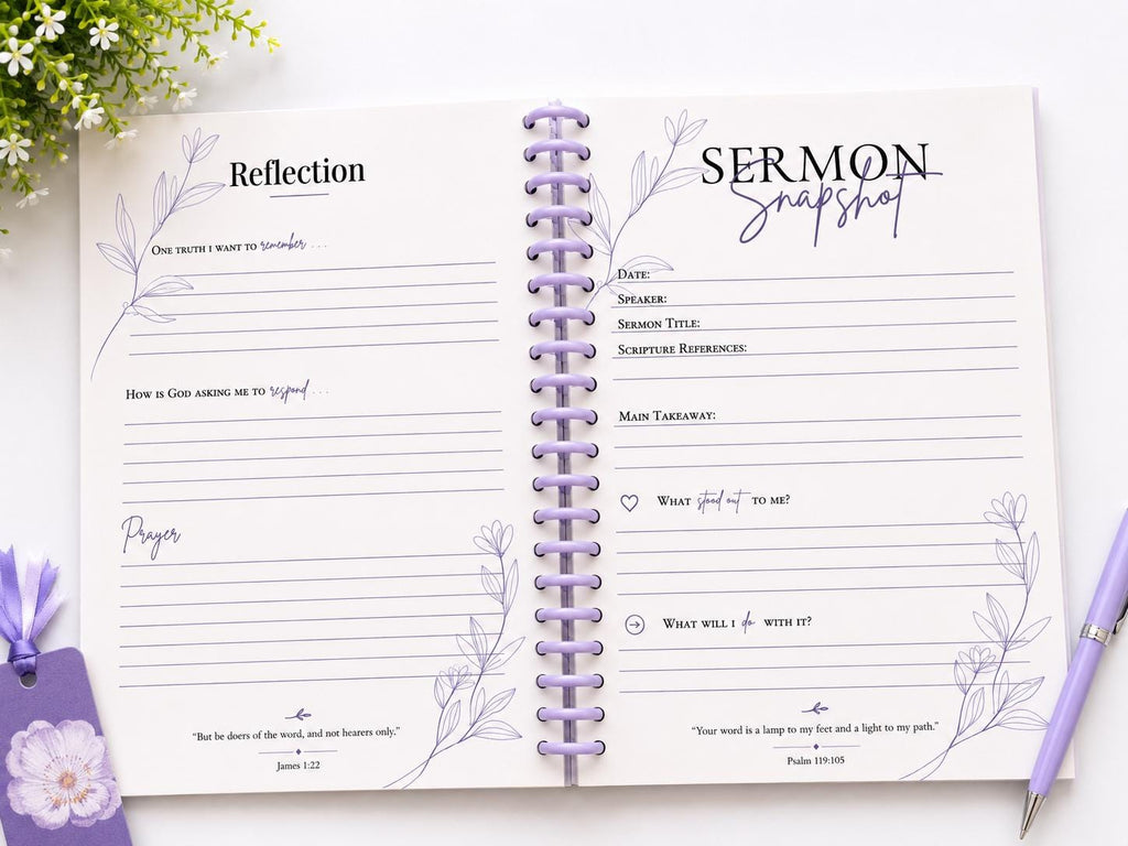 Faithfully Noted Journal Set | Church Notes, Prayers, Floral Bookmark