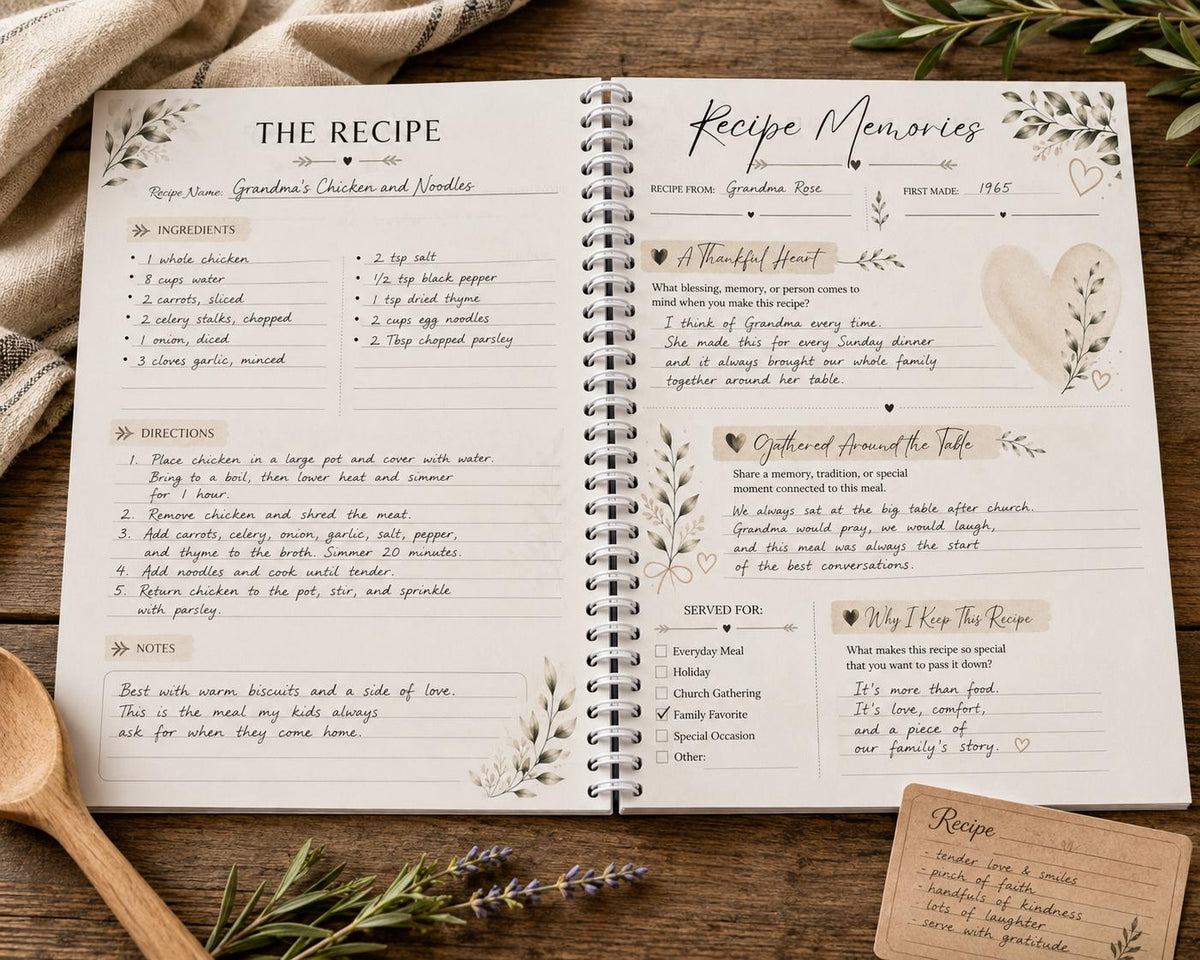 Family Recipe Book & Memory Keeper | Heirloom Cookbook Journal, Faith Traditions