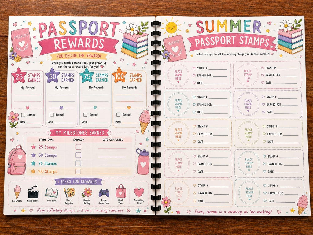 Summer Passport Activity Book | Girls Tween Journal, Reading Challenge, Memory Maker