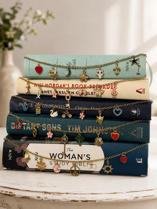Bible Charm Chain | Adjustable Book Bookmark | Curated Charm Accessory | Handmade One-Of-A-Kind