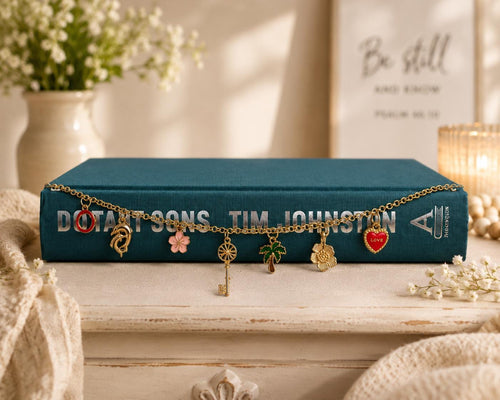 Bible Charm Chain | Adjustable Book Bookmark | Curated Charm Accessory | Handmade One-Of-A-Kind