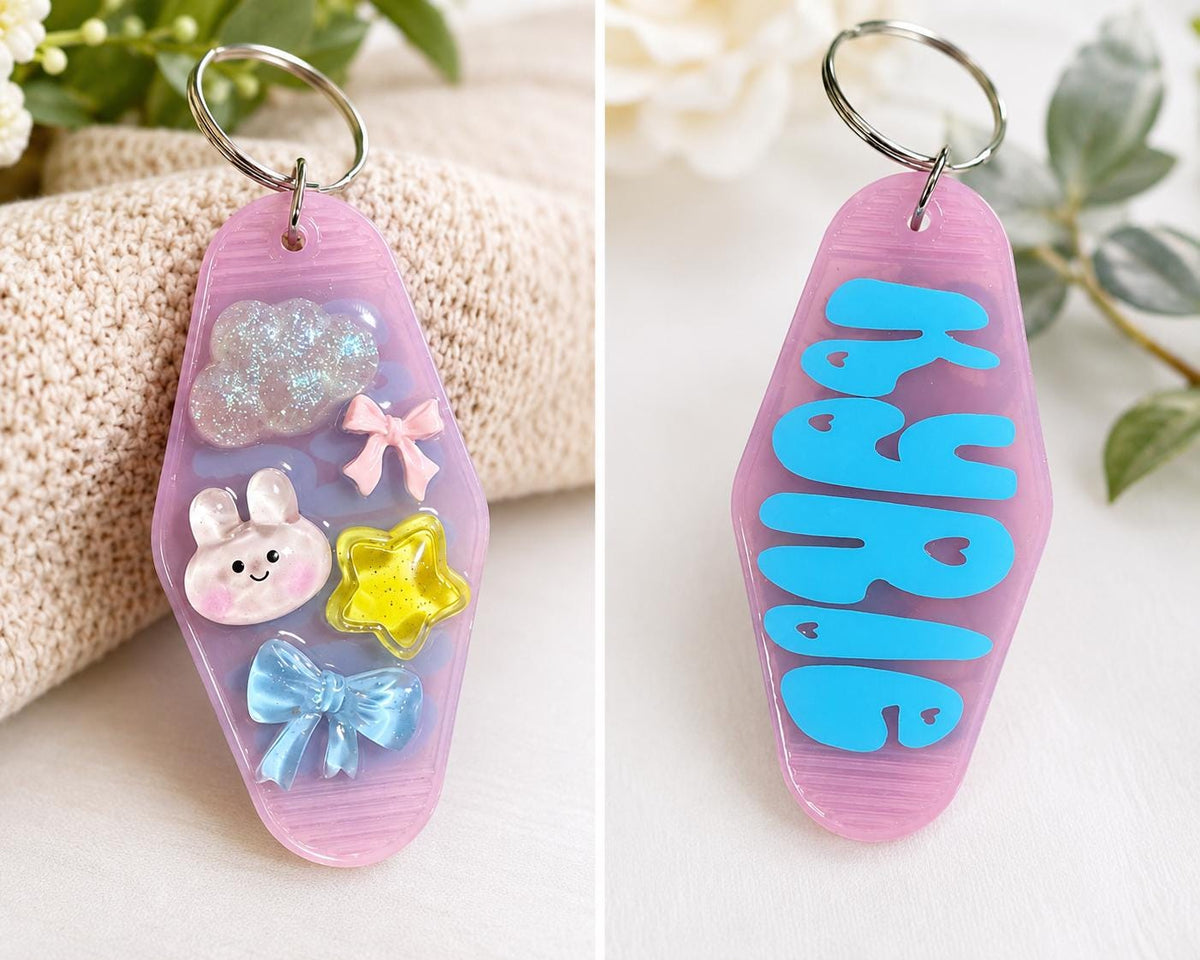 Personalized Motel Keychain | Kids Backpack Tag, Bus Tag, Lunch Box Charm