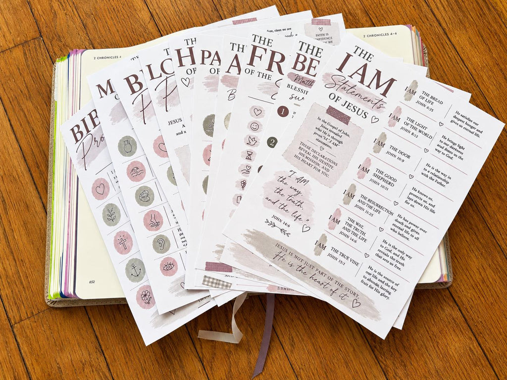 Bible Core Foundations Bible Tip-In Set, Cottage Colorway, Christian Journaling Inserts (6x8)