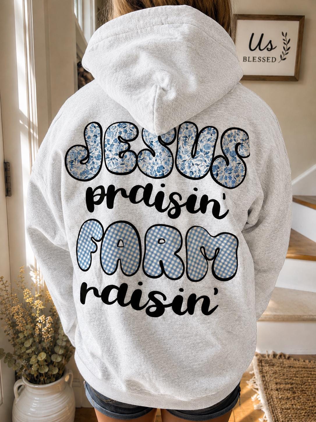 Jesus Praisin Farm Raisin Christian Hoodie, Country Faith Sweatshirt, Gildan Heavy Blend
