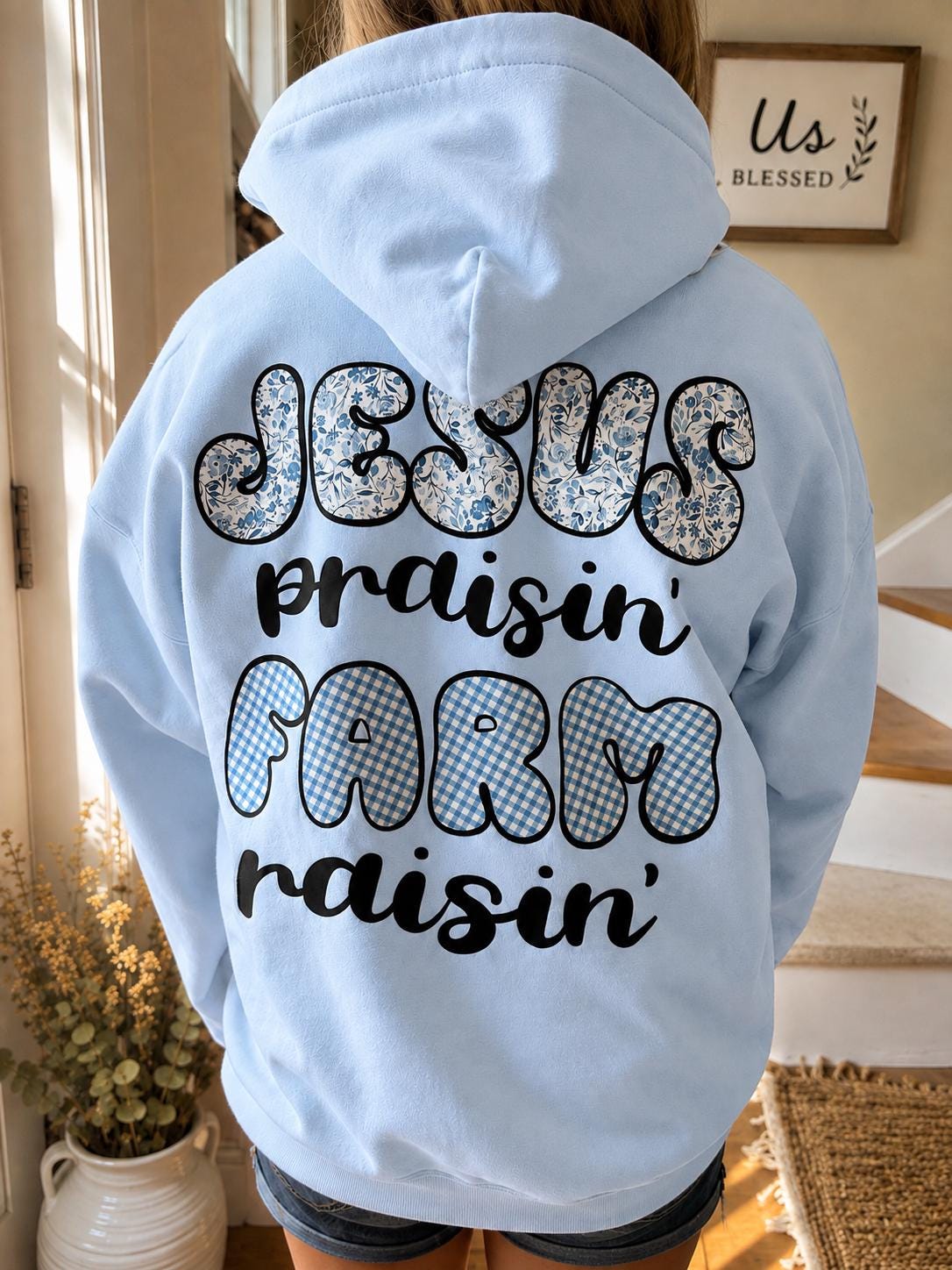 Jesus Praisin Farm Raisin Christian Hoodie, Country Faith Sweatshirt, Gildan Heavy Blend