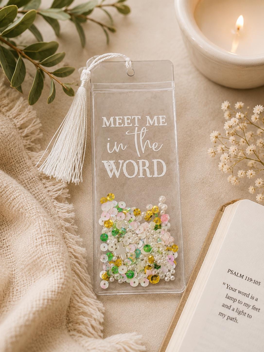 Christian Shaker Bookmark | Bible Verse Tassel Bookmark | Faith Journal Accessory