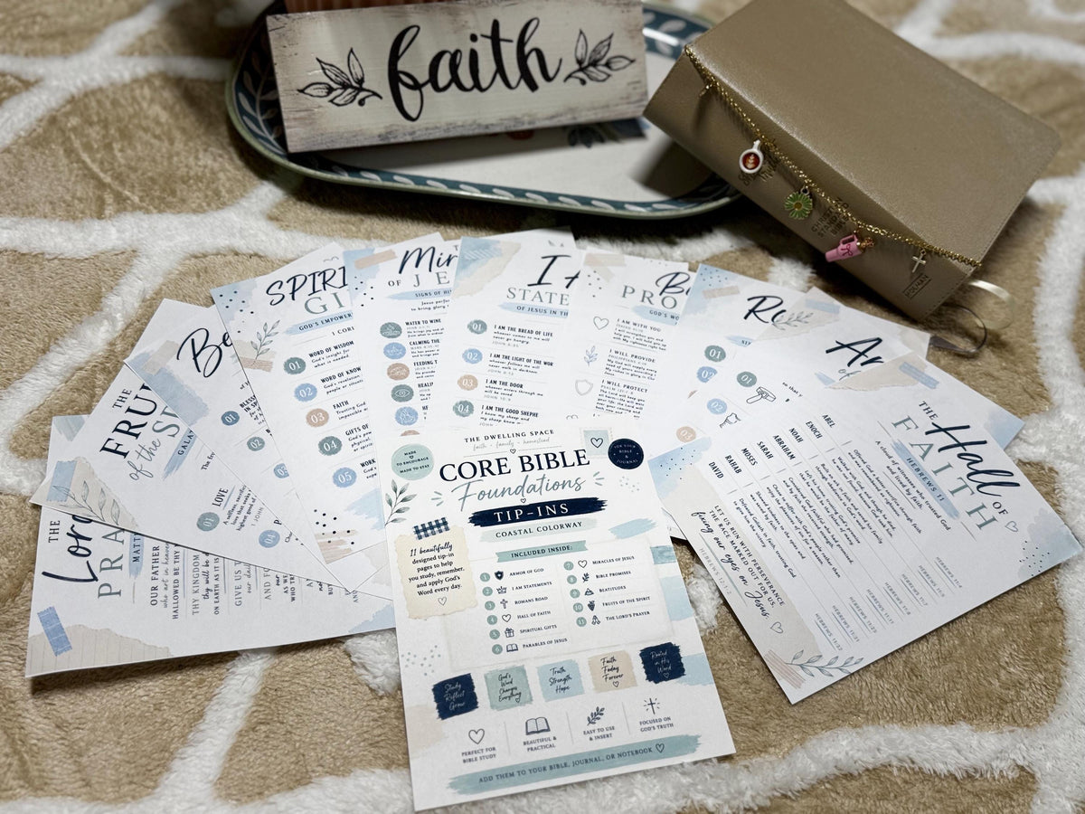 Bible Core Foundations Bible Tip-In Set, Coastal Colorway, Christian Journaling Pages (6x8)