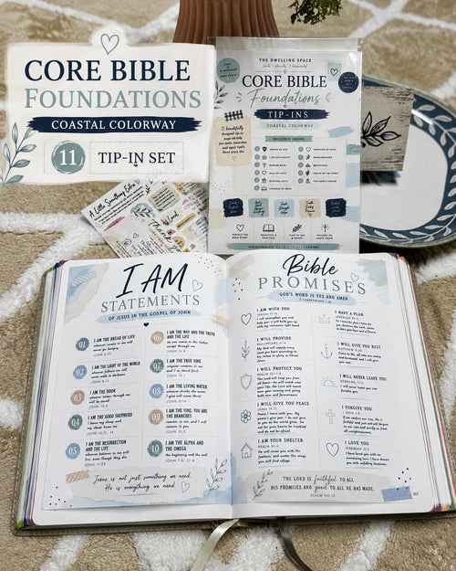Bible Core Foundations Bible Tip-In Set, Coastal Colorway, Christian Journaling Pages (6x8)