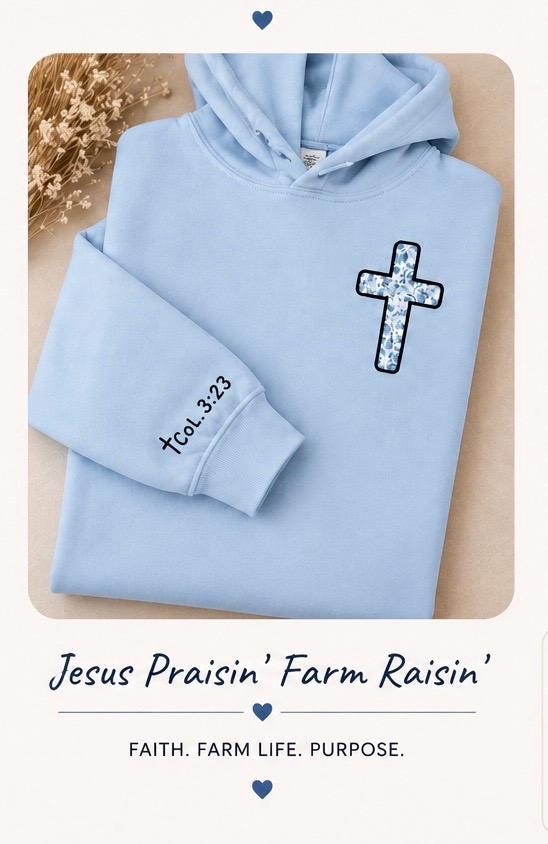 Jesus Praisin Farm Raisin Christian Hoodie, Country Faith Sweatshirt, Gildan Heavy Blend