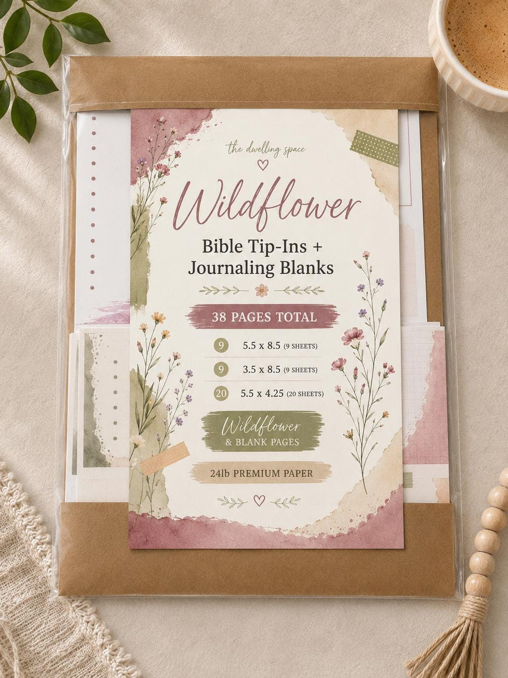 Wildflower Bible Tip In Pages, Journaling Pages, 38 Piece Set (Physical)