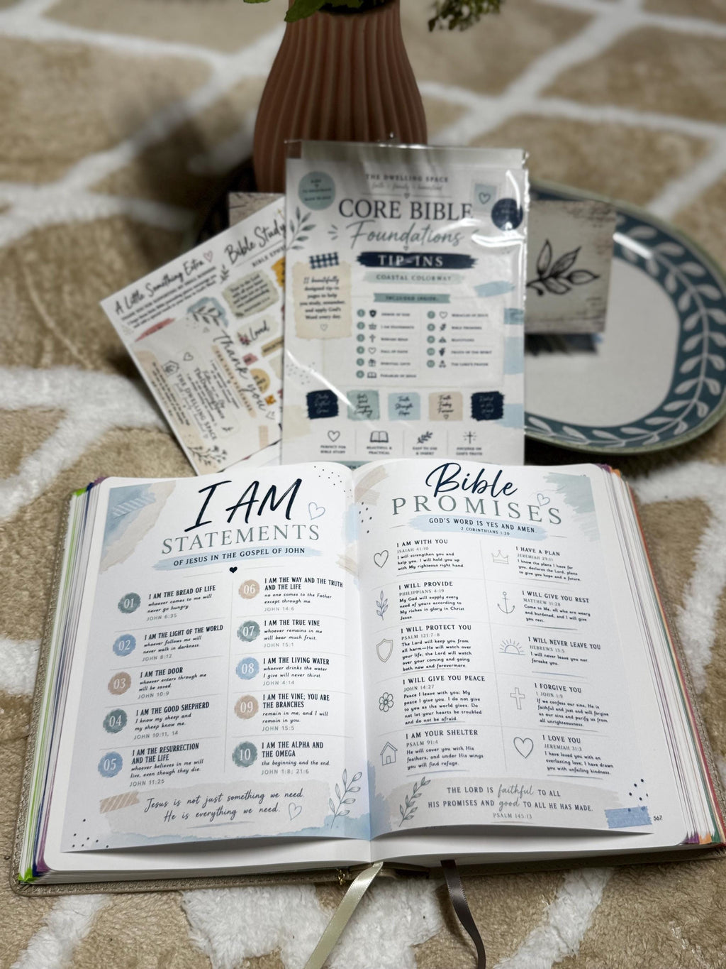 Bible Core Foundations Bible Tip-In Set, Coastal Colorway, Christian Journaling Pages (6x8)