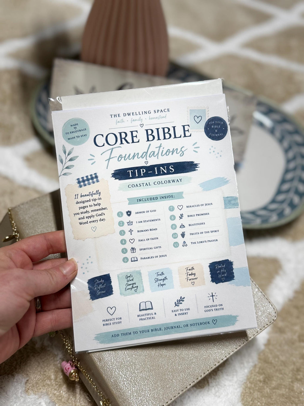 Bible Core Foundations Bible Tip-In Set, Coastal Colorway, Christian Journaling Pages (6x8)