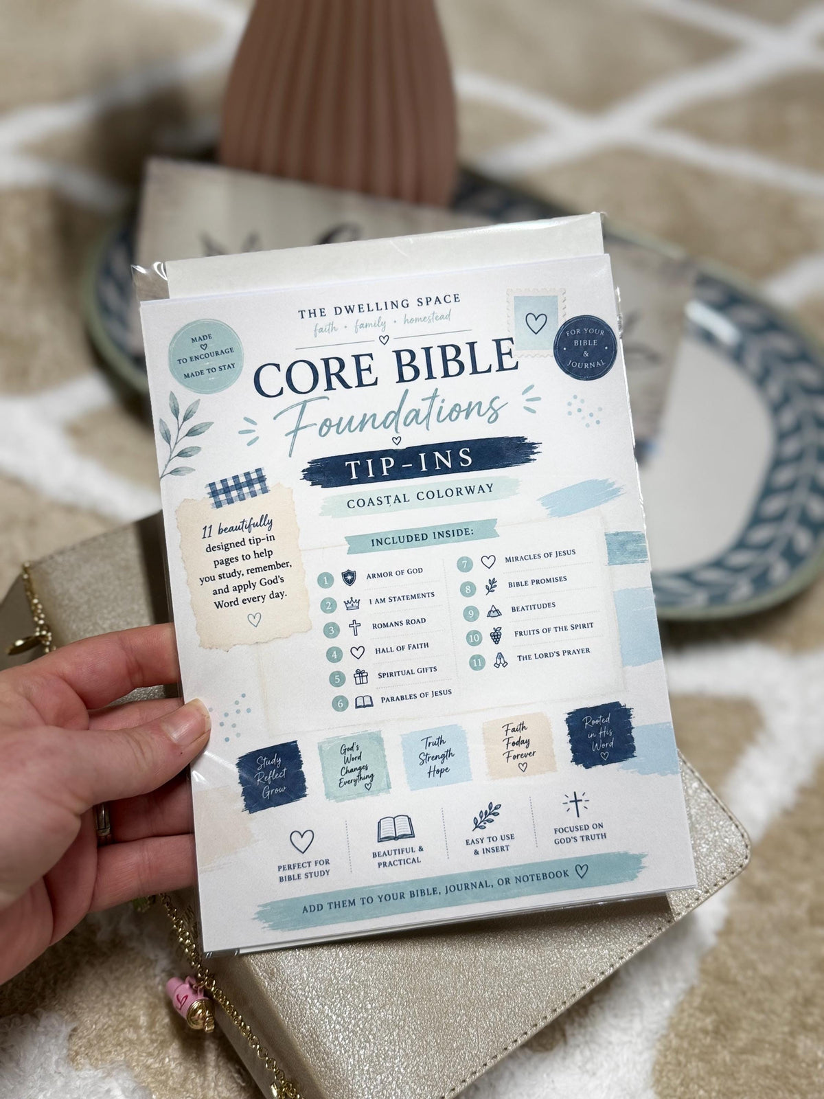 Bible Core Foundations Bible Tip-In Set, Coastal Colorway, Christian Journaling Pages (6x8)