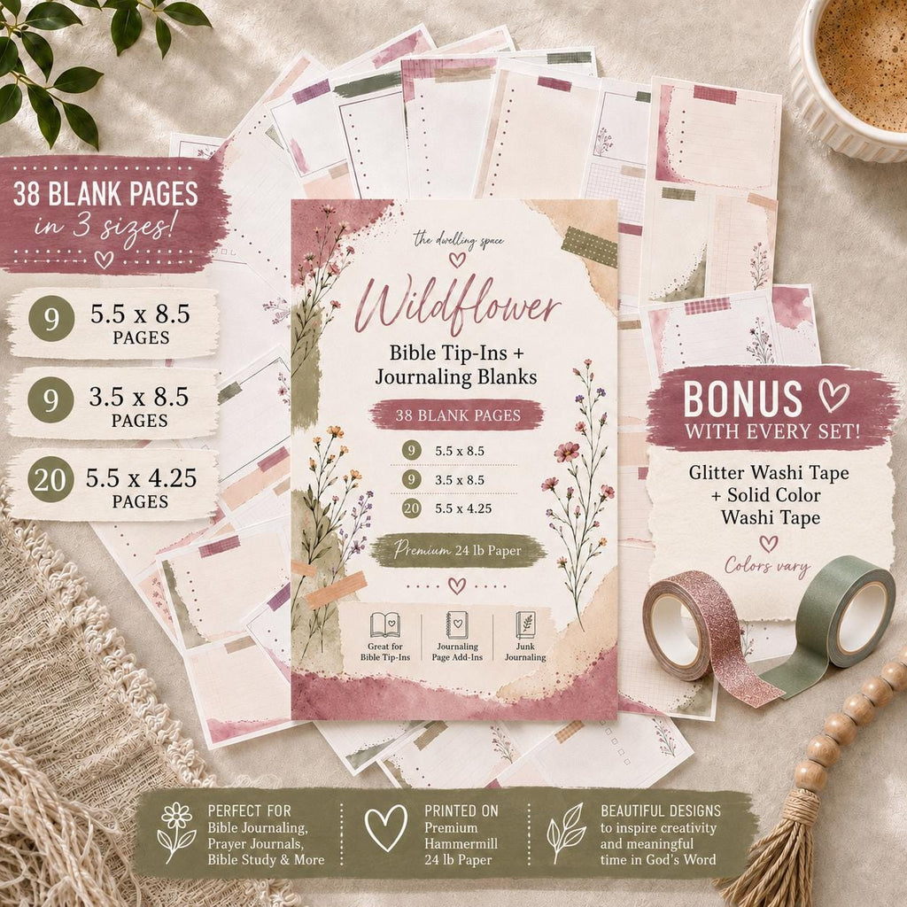 Wildflower Bible Tip In Pages, Journaling Pages, 38 Piece Set (Physical)